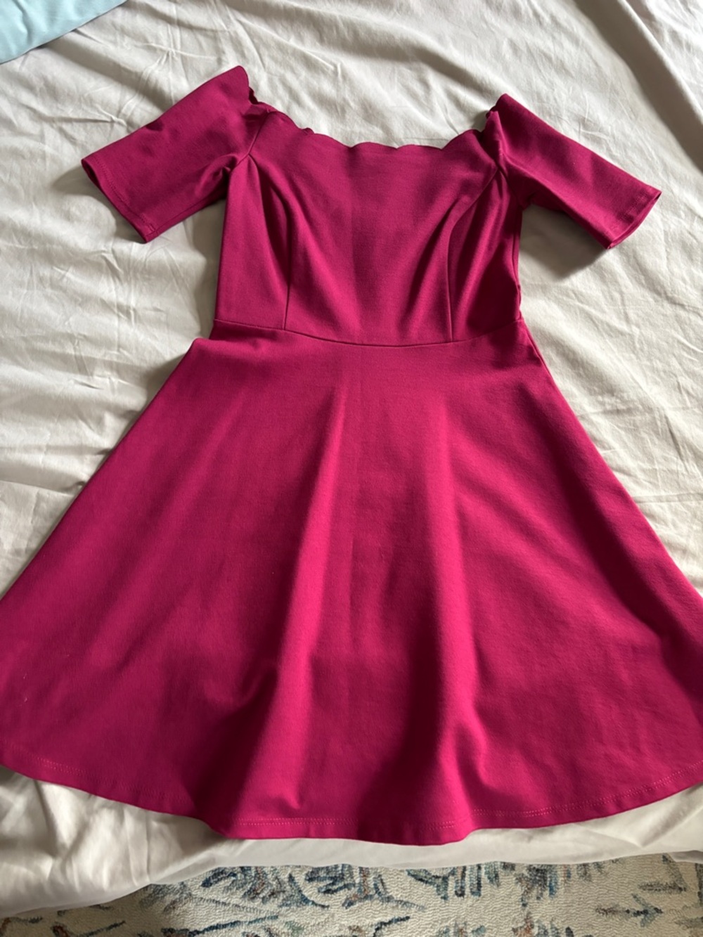 Socialite Magenta Scalloped Neckline Dress